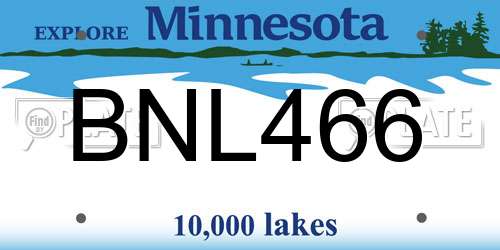 BNL466 Minnesota License Plate