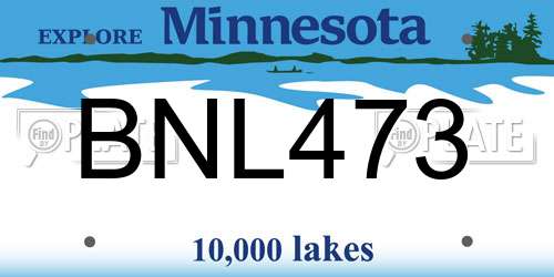 BNL473 Minnesota License Plate