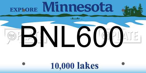 BNL600 Minnesota License Plate