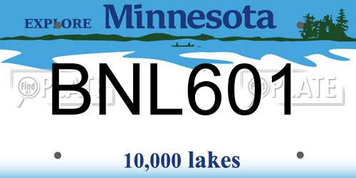 BNL601 Minnesota License Plate