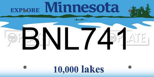 BNL741 Minnesota License Plate