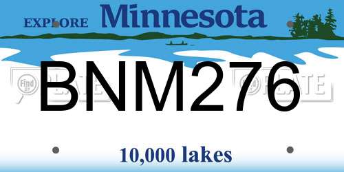 BNM276 Minnesota License Plate