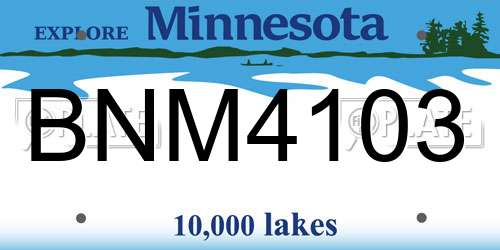 BNM4103 Minnesota License Plate