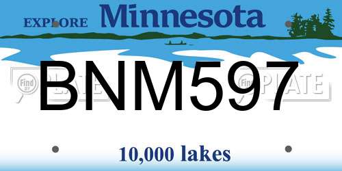 BNM597 Minnesota License Plate