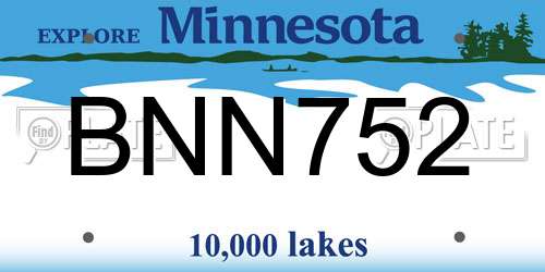 BNN752 Minnesota License Plate