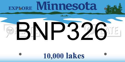 BNP326 Minnesota License Plate