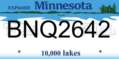 BNQ2642 Minnesota License Plate