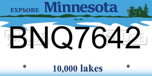 BNQ7642 Minnesota License Plate