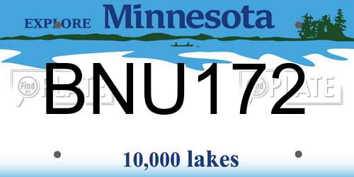 BNU172 Minnesota License Plate