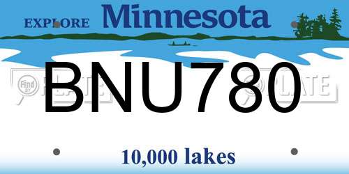 BNU780 Minnesota License Plate