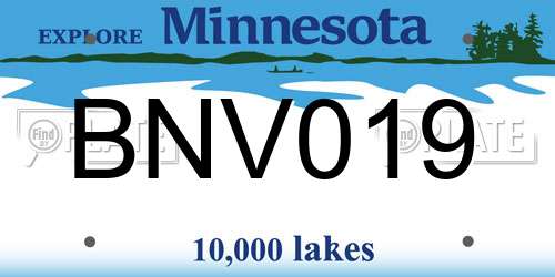 BNV019 Minnesota License Plate