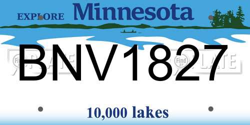 BNV1827 Minnesota License Plate