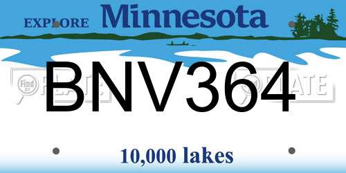 BNV364 Minnesota License Plate