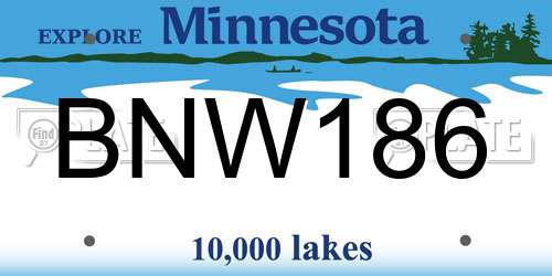 BNW186 Minnesota License Plate