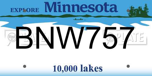 BNW757 Minnesota License Plate