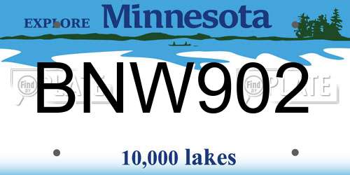 BNW902 Minnesota License Plate