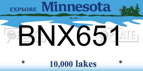 BNX651 Minnesota License Plate