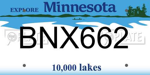 BNX662 Minnesota License Plate