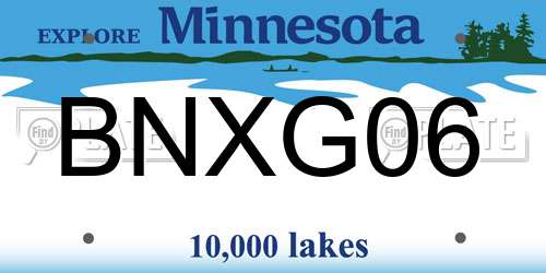BNXG06 Minnesota License Plate