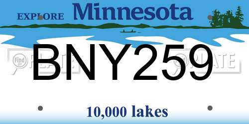 BNY259 Minnesota License Plate