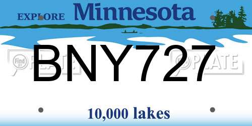 BNY727 Minnesota License Plate