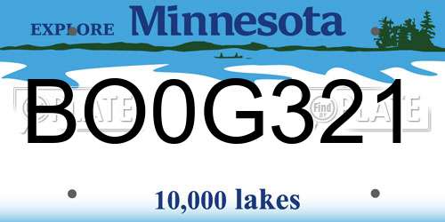 BO0G321 Minnesota License Plate