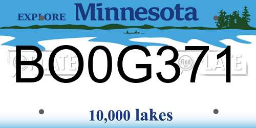 BO0G371 Minnesota License Plate