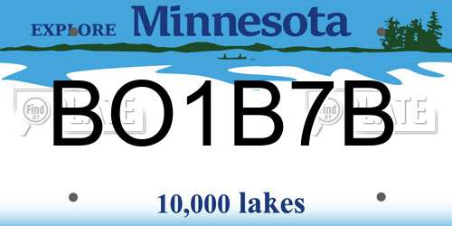 BO1B7B Minnesota License Plate