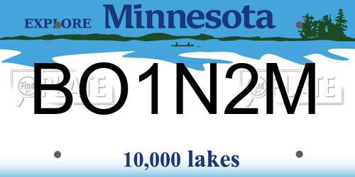 BO1N2M Minnesota License Plate