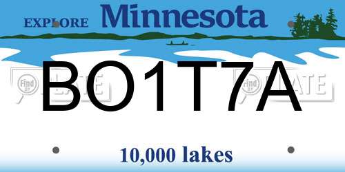 BO1T7A Minnesota License Plate