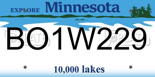 BO1W229 Minnesota License Plate