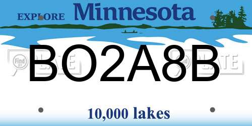 BO2A8B Minnesota License Plate