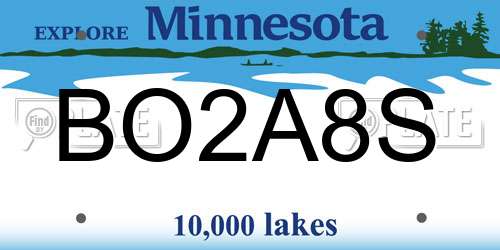 BO2A8S Minnesota License Plate