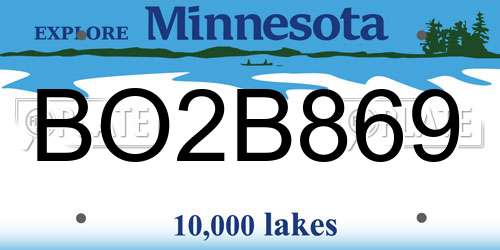 BO2B869 Minnesota License Plate