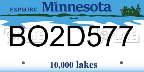 BO2D577 Minnesota License Plate