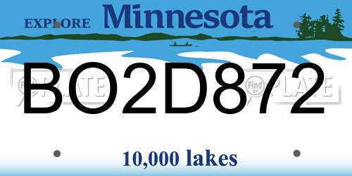 BO2D872 Minnesota License Plate