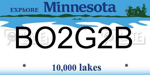 BO2G2B Minnesota License Plate