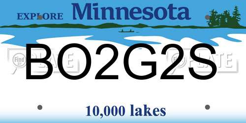 BO2G2S Minnesota License Plate
