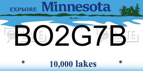 BO2G7B Minnesota License Plate