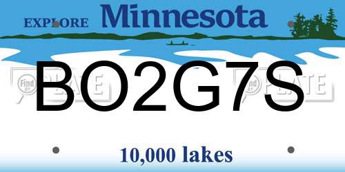 BO2G7S Minnesota License Plate
