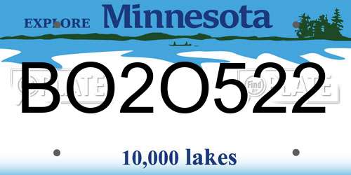 BO2O522 Minnesota License Plate
