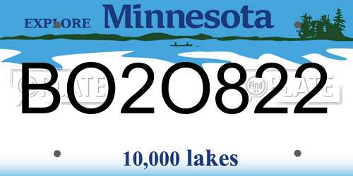BO2O822 Minnesota License Plate