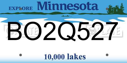 BO2Q527 Minnesota License Plate