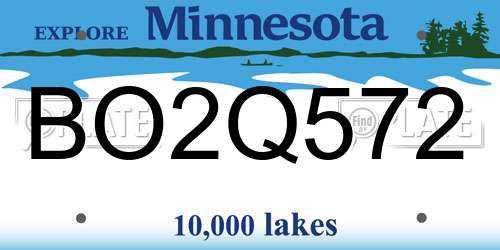 BO2Q572 Minnesota License Plate