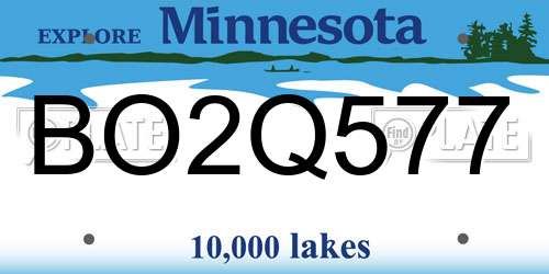 BO2Q577 Minnesota License Plate