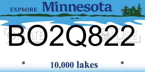 BO2Q822 Minnesota License Plate