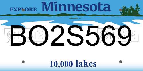 BO2S569 Minnesota License Plate