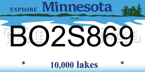 BO2S869 Minnesota License Plate
