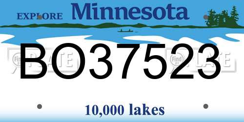 BO37523 Minnesota License Plate