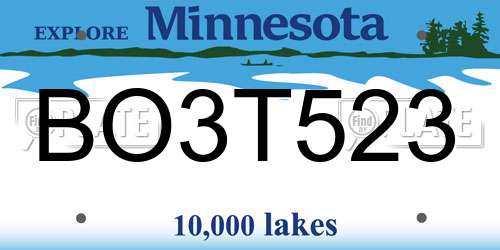 BO3T523 Minnesota License Plate